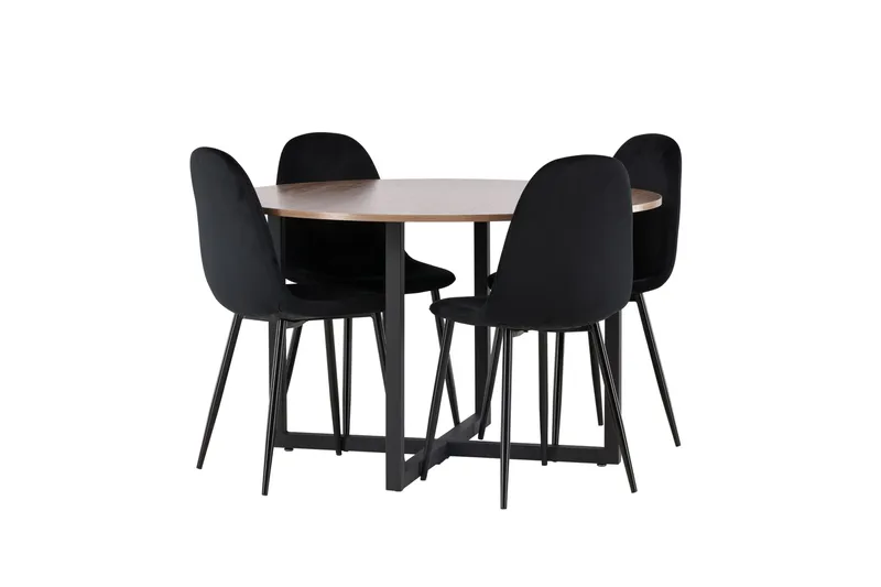 Durango Matgrupp 120 cm Rund med 4 Polar Stolar - Valnöt - Products - Möbler - Bord & matgrupp - Matgrupp