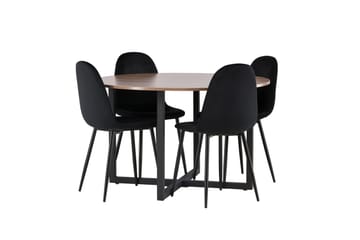 Durango Matgrupp 120 cm Rund med 4 Polar Stolar - Valnöt - Products - Möbler - Bord & matgrupp - Matgrupp