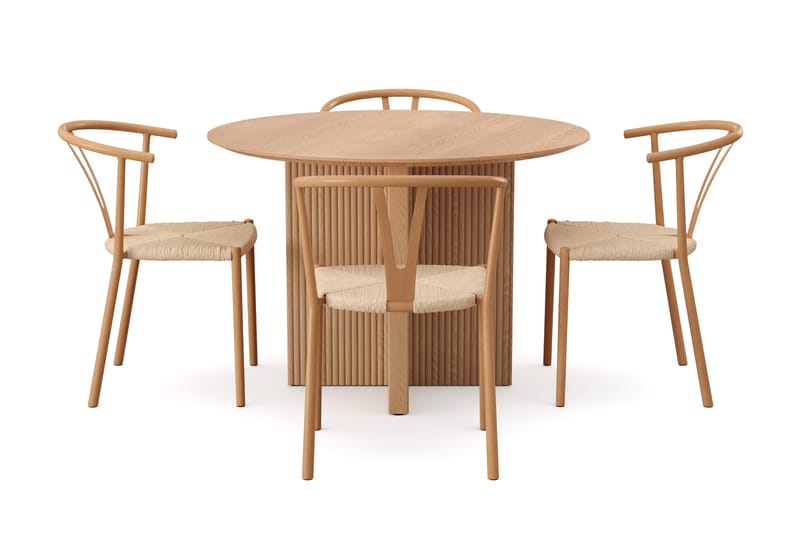 Edda Matgrupp runt 110 cm Ek med 4 Elysia Matstolar - Ek - Products - Möbler - Bord & matgrupp - Matgrupp