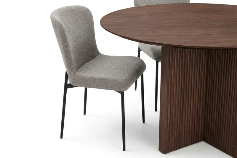 Edda Matgrupp runt 110 cm Valnöt med 4 Elsie Matstolar - Valnöt/Ljusgrå - Products - Möbler - Bord & matgrupp - Matgrupp