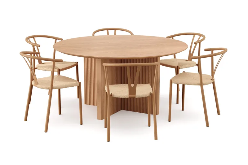 Edda Matgrupp runt 150 cm Ek med 6 Elysia Matstolar - Ek - Products - Möbler - Bord & matgrupp - Matgrupp