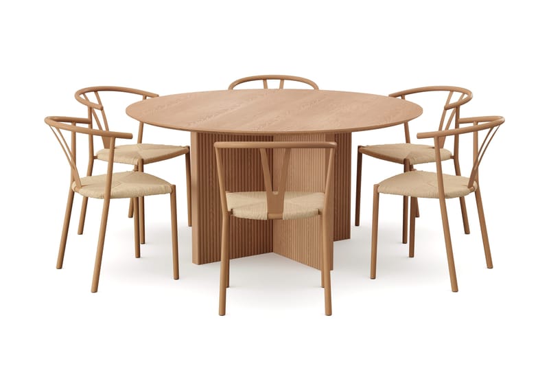 Edda Matgrupp runt 150 cm Ek med 6 Elysia Matstolar - Ek - Products - Möbler - Bord & matgrupp - Matgrupp