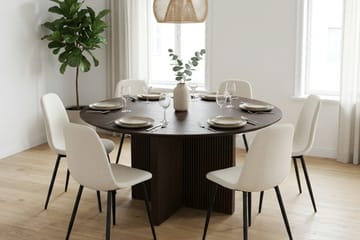 Edda Matgrupp runt 150 cm Rökt Ek med 6 Nibe Matstolar - Rökt ek - Products - Möbler - Bord & matgrupp - Matgrupp