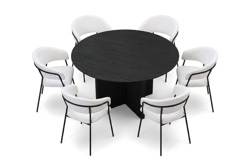 Edda Matgrupp runt 150 cm Svart med 6 Karol Matstolar - Svart - Products - Möbler - Bord & matgrupp - Matgrupp