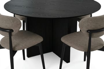 Edda Matgrupp runt 150 cm Svart med 6 Molly Matstolar - Svart - Products - Möbler - Bord & matgrupp - Matgrupp