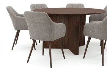 Edda Matgrupp runt 150 cm Valnöt med 6 Filippa Matstolar - Products - Möbler - Bord & matgrupp - Matgrupp