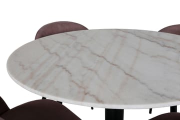 Estelle Matgrupp 106 cm Rund med 4 Velvet stolar - Svart - Products - Möbler - Bord & matgrupp - Matgrupp