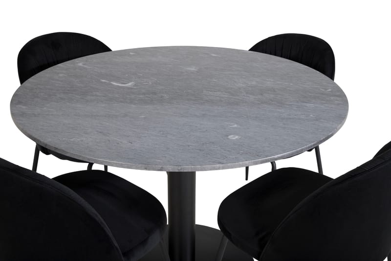 Estelle Matgrupp 106 cm Rund med 4 Wrinkles stolar - Svart - Products - Möbler - Bord & matgrupp - Matgrupp