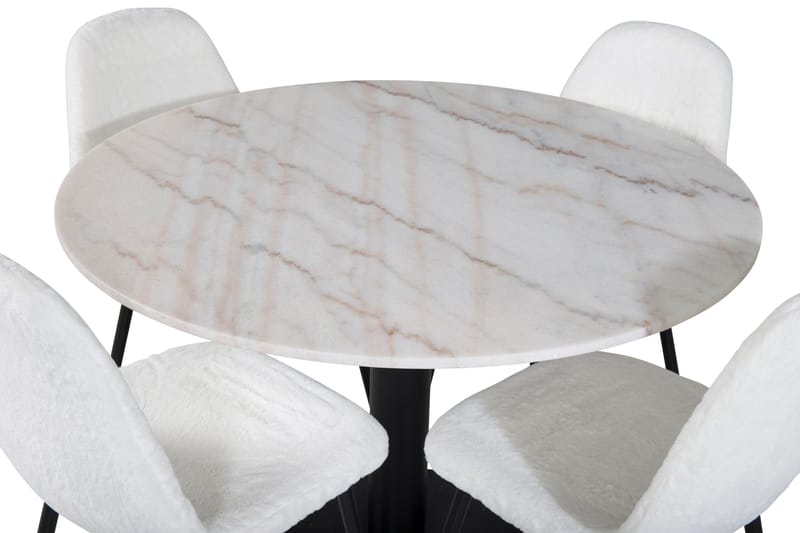 Estelle Matgrupp 106 cm Rund med 4 Polar stolar - Svart - Products - Möbler - Bord & matgrupp - Matgrupp