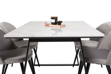 Estelle Matgrupp 140 cm Rektangulär med 4 Velvet stolar - Svart - Products - Möbler - Bord & matgrupp - Matgrupp