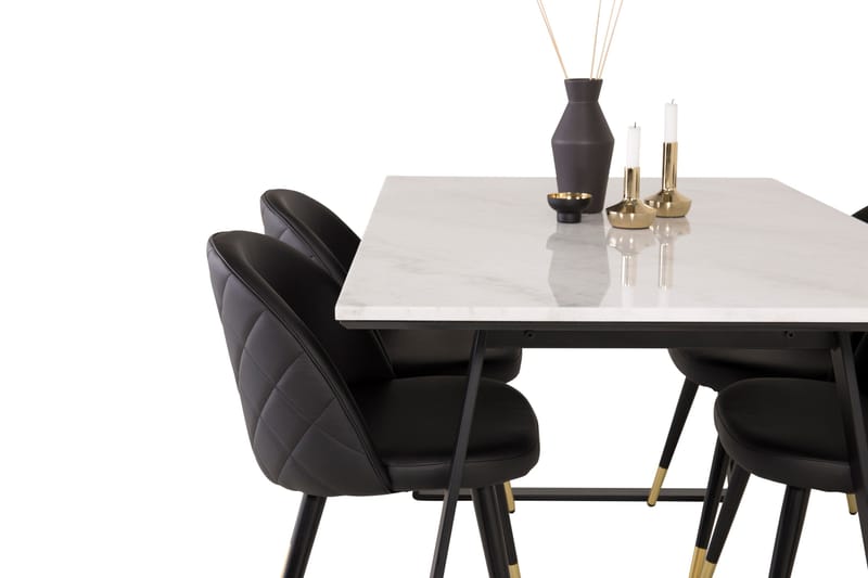 Estelle Matgrupp 140 cm Rektangulär med 4 Velvet stolar - Svart - Products - Möbler - Bord & matgrupp - Matgrupp