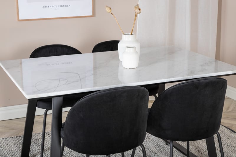 Estelle Matgrupp 140 cm Rektangulär med 4 Wrinkles stolar - Svart - Products - Möbler - Bord & matgrupp - Matgrupp