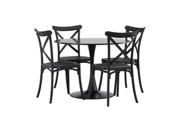 Glade Matgrupp 100 cm Rund med 4 Crosett stolar - Svart - Products - Möbler - Bord & matgrupp - Matgrupp