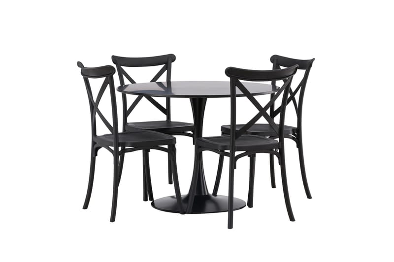Glade Matgrupp 100 cm Rund med 4 Crosett stolar - Svart - Products - Möbler - Bord & matgrupp - Matgrupp