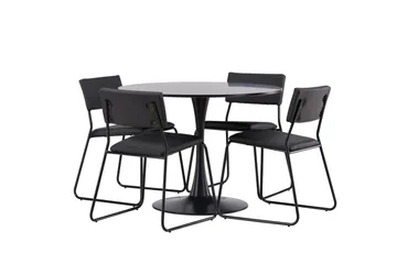 Glade Matgrupp 100 cm Rund med 4 Kenth Stolar - Svart - Products - Möbler - Bord & matgrupp - Matgrupp