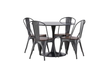 Glade Matgrupp 100 cm Rund med 4 Tempe stolar - Mörkgrå - Products - Möbler - Bord & matgrupp - Matgrupp