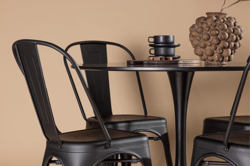 Glade Matgrupp 100 cm Rund med 4 Tempe Stolar - Svart - Products - Möbler - Bord & matgrupp - Matgrupp