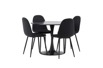 Glade Matgrupp 100 cm Rund med 4 Polar stolar - Svart - Products - Möbler - Bord & matgrupp - Matgrupp