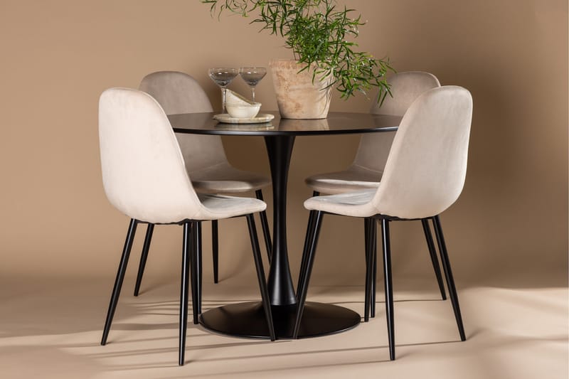 Glade Matgrupp 100 cm Rund med 4 Polar stolar - Beige - Products - Möbler - Bord & matgrupp - Matgrupp