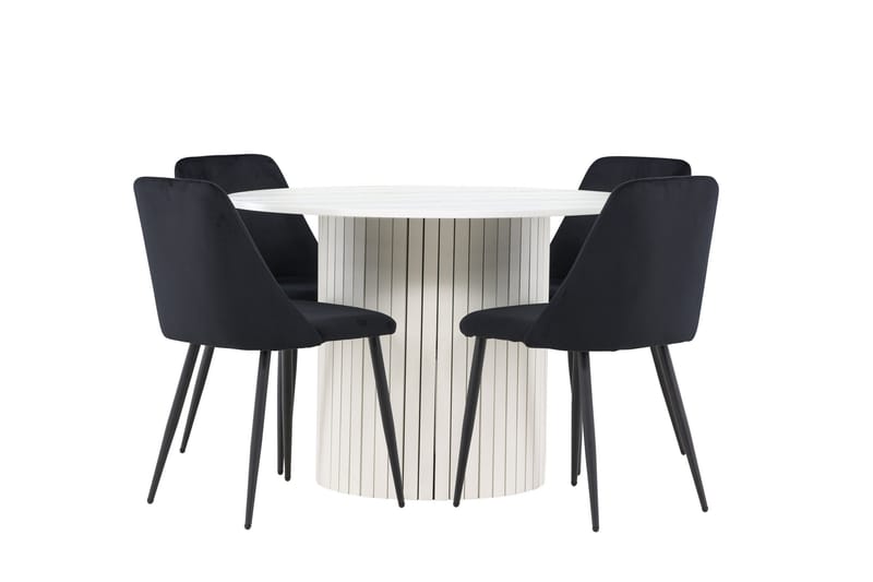 Härön Matgrupp 110 cm Rund med 4 Night stolar - Vit/Svart - Products - Möbler - Bord & matgrupp - Matgrupp