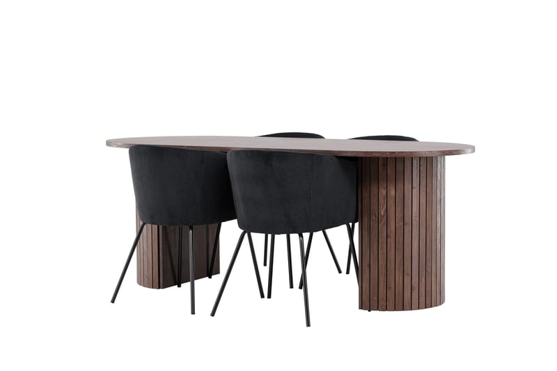 Härön Matgrupp 200 cm Oval med 4 Berit stolar - Mocca/Svart - Products - Möbler - Bord & matgrupp - Matgrupp