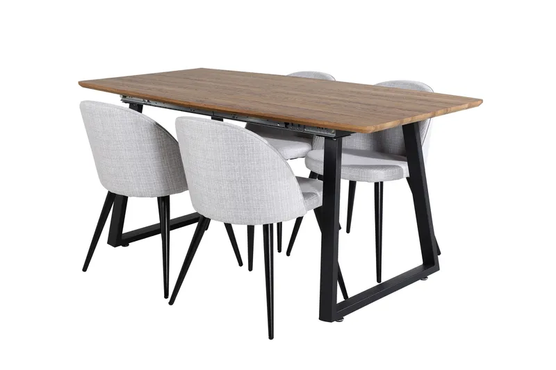 Inca Matgrupp 160 cm Rektangulär med 4 Velvet Stolar - Svart - Products - Möbler - Bord & matgrupp - Matgrupp