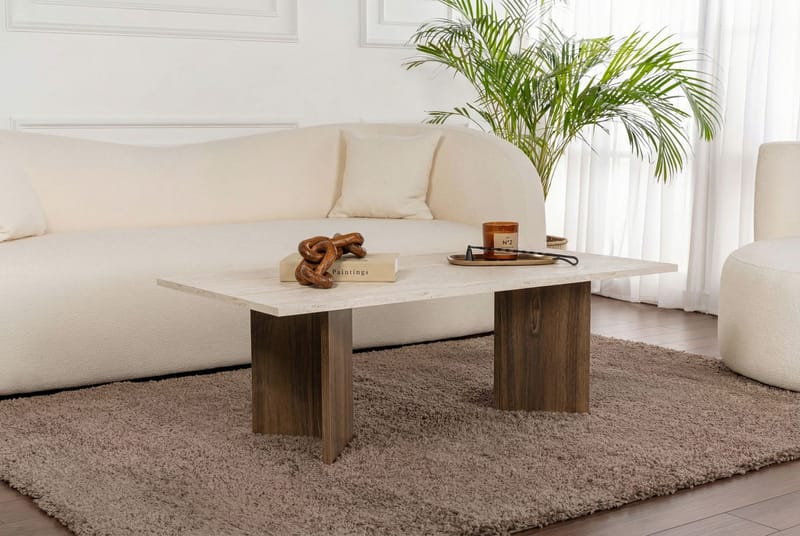 Isami Soffbord 119x40x60 cm - Travertin, Venezia-valnöt - Products - Möbler - Bord & matgrupp - Soffbord