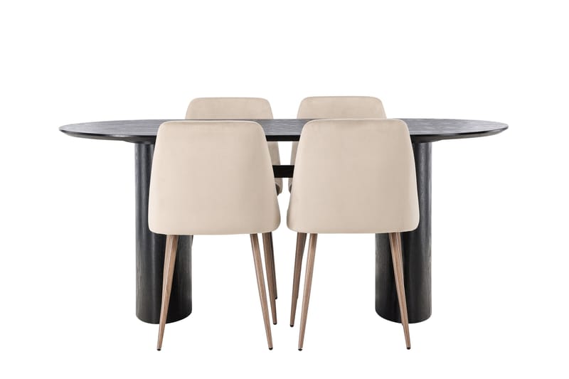 Isolde Matgrupp 180 cm Oval med 4 Night Stolar - Svart - Products - Möbler - Bord & matgrupp - Matgrupp