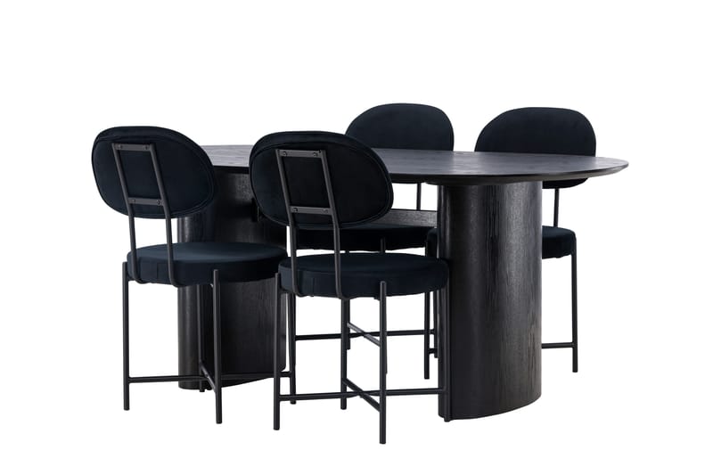 Isolde Matgrupp 180 cm Oval med 4 Stella stolar - Svart - Products - Möbler - Bord & matgrupp - Matgrupp
