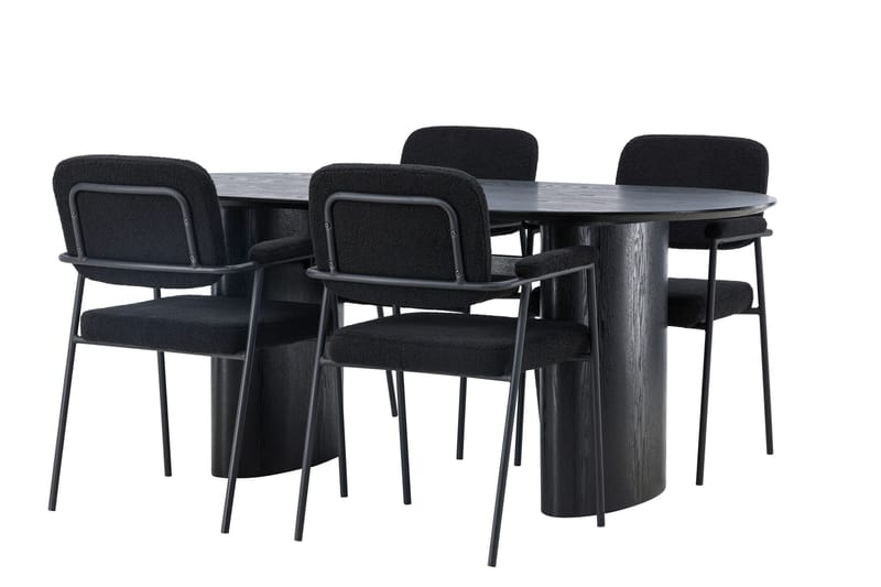 Isolde Matgrupp 180 cm Oval med 4 Yesterday stolar - Svart - Products - Möbler - Bord & matgrupp - Matgrupp