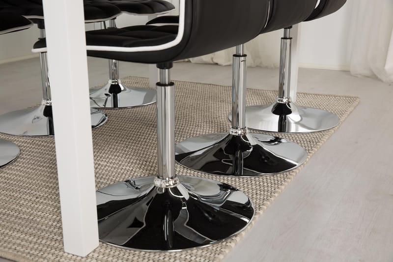 Jasmin Förlängningsbar Matgrupp 180 cm med 6 Frida Stol - Vit/Svart - Products - Möbler - Bord & matgrupp - Matgrupp