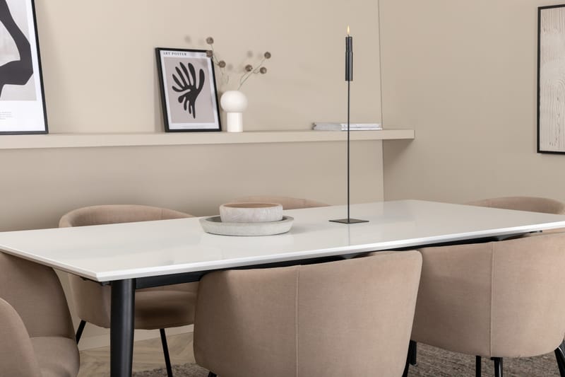 Jimmy Matgrupp 195 cm Rektangulär med 6 Berit stolar - Beige - Products - Möbler - Bord & matgrupp - Matgrupp