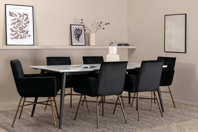 Jimmy Matgrupp 195 cm Rektangulär med 6 Petra stolar - Svart - Products - Möbler - Bord & matgrupp - Matgrupp
