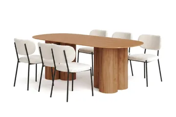 Juno Matgrupp rektangulärt 220 cm Ek med 8 Gemmiano Matstolar, Ek
