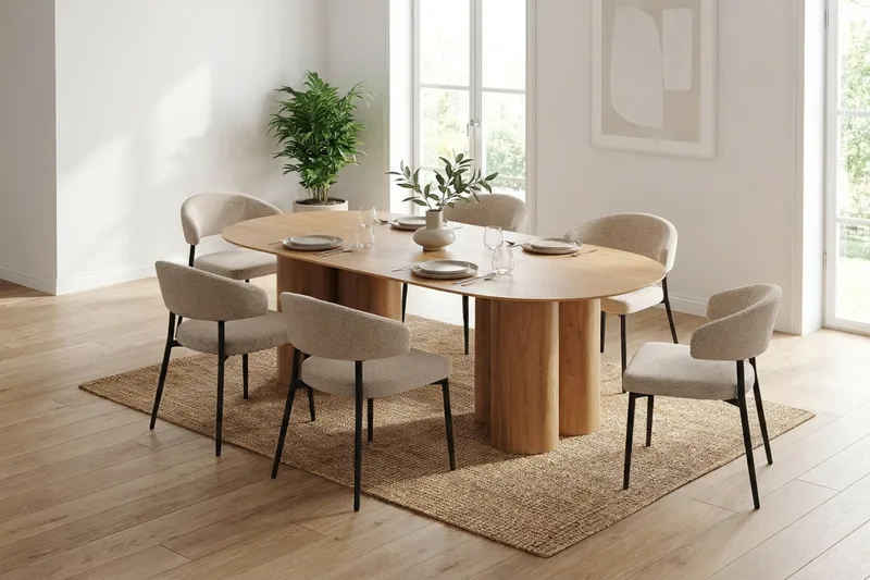 Juno Matgrupp rektangulärt 220 cm Ek med 8 Sawako Matstolar - Ek - Products - Möbler - Bord & matgrupp - Matgrupp