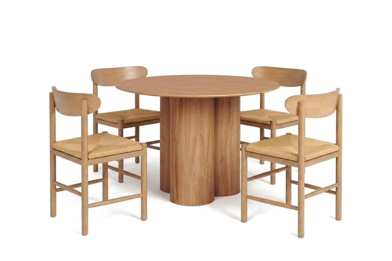Juno Matgrupp runt 110 cm Ek med 4 Malte Matstolar - Products - Möbler - Bord & matgrupp - Matgrupp