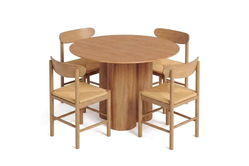 Juno Matgrupp runt 110 cm Ek med 4 Malte Matstolar - Products - Möbler - Bord & matgrupp - Matgrupp