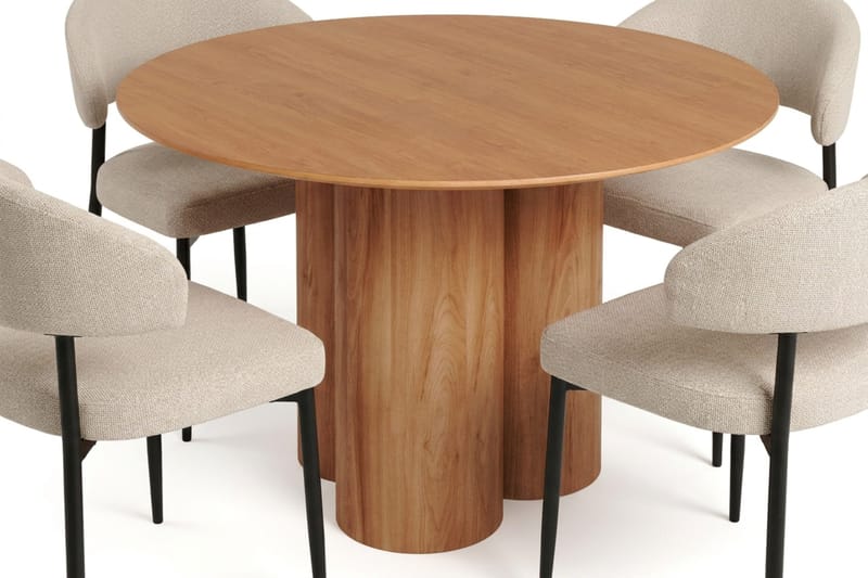 Juno Matgrupp runt 110 cm Ek med 4 Sawako Matstolar - Ek - Products - Möbler - Bord & matgrupp - Matgrupp