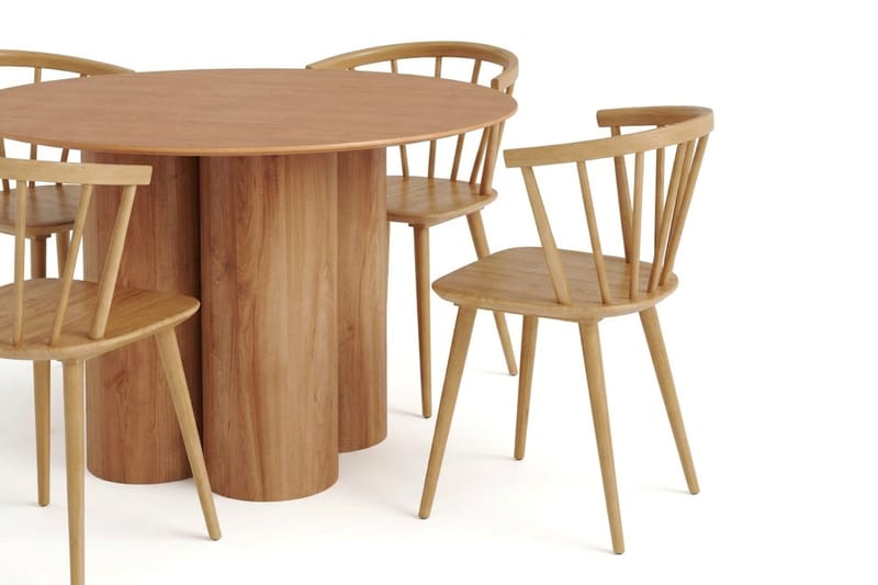 Juno Matgrupp runt 110 cm Ek med 4 Tyrö Matstolar - Ek - Products - Möbler - Bord & matgrupp - Matgrupp