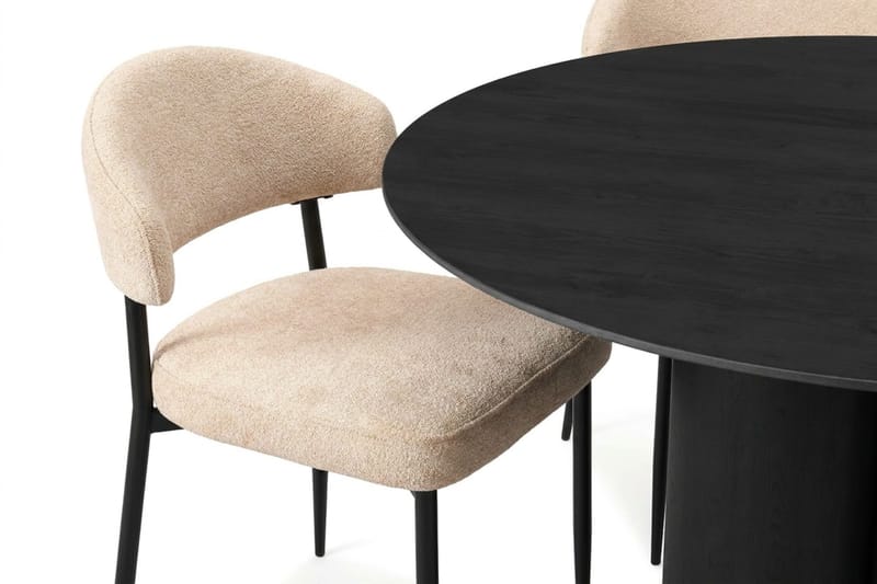 Juno Matgrupp runt 110 cm Svart med 4 Jairam Matstolar - Svart - Products - Möbler - Bord & matgrupp - Matgrupp