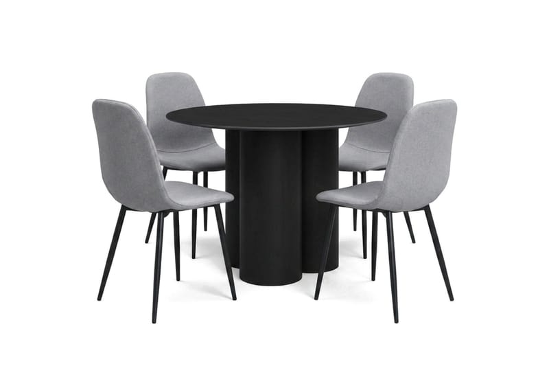 Juno Matgrupp runt 110 cm Svart med 4 Nibe Matstolar - Svart - Products - Möbler - Bord & matgrupp - Matgrupp