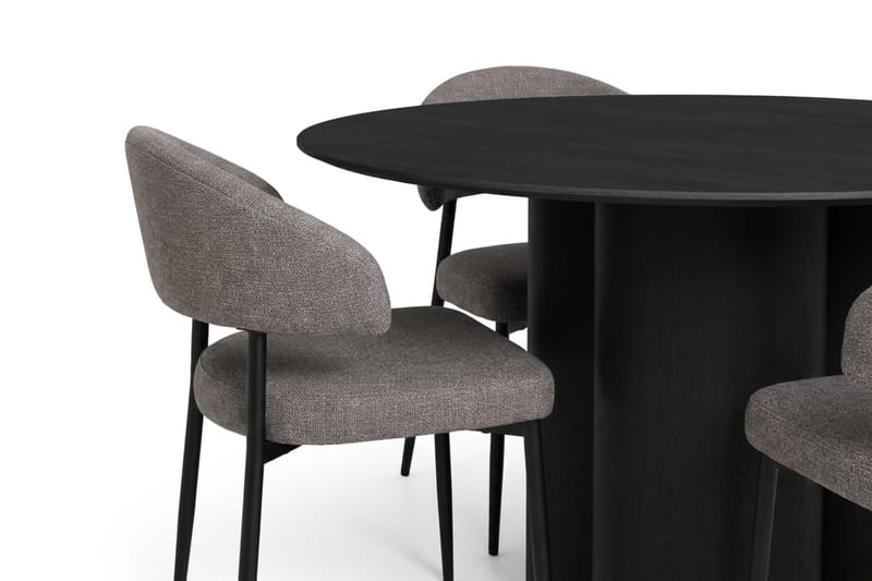 Juno Matgrupp runt 110 cm Svart med 4 Sawako Matstolar - Svart - Products - Möbler - Bord & matgrupp - Matgrupp