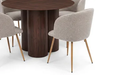 Juno Matgrupp runt 110 cm Valnöt med 4 Greya Matstolar - Valnöt - Products - Möbler - Bord & matgrupp - Matgrupp