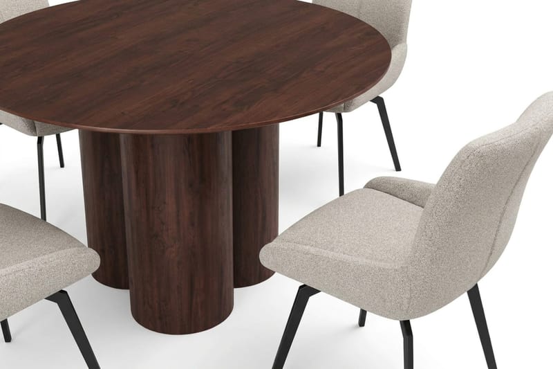 Juno Matgrupp runt 110 cm Valnöt med 4 Mora Matstolar - Valnöt - Products - Möbler - Bord & matgrupp - Matgrupp