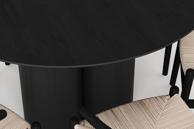 Juno Matgrupp runt 130 cm Svart med 6 Dastoori Matstolar - Svart - Products - Möbler - Bord & matgrupp - Matgrupp