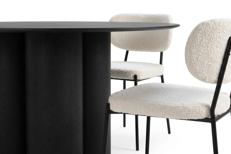 Juno Matgrupp runt 130 cm Svart med 6 Gemmiano Matstolar - Svart - Products - Möbler - Bord & matgrupp - Matgrupp
