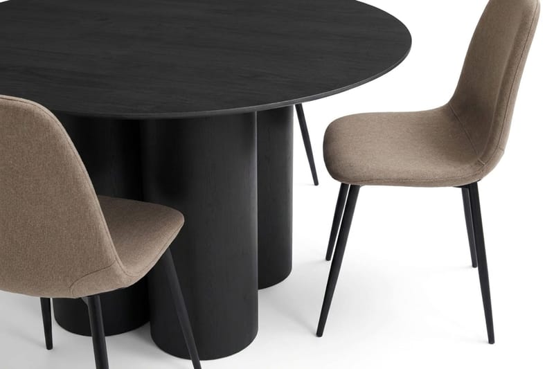 Juno Matgrupp runt 130 cm Svart med 6 Nibe Matstolar - Svart - Products - Möbler - Bord & matgrupp - Matgrupp