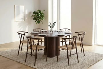 Juno Matgrupp runt 130 cm Valnöt med 6 Elysia Matstolar - Products - Möbler - Bord & matgrupp - Matgrupp