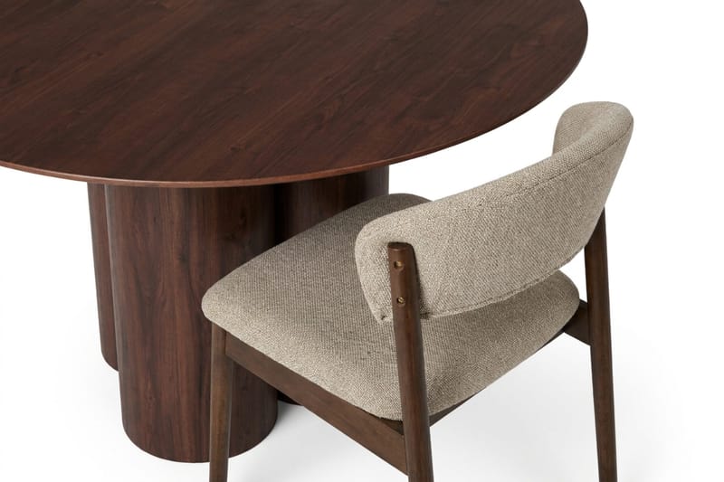 Juno Matgrupp runt 130 cm Valnöt med 6 Nala Matstolar - Valnöt - Products - Möbler - Bord & matgrupp - Matgrupp