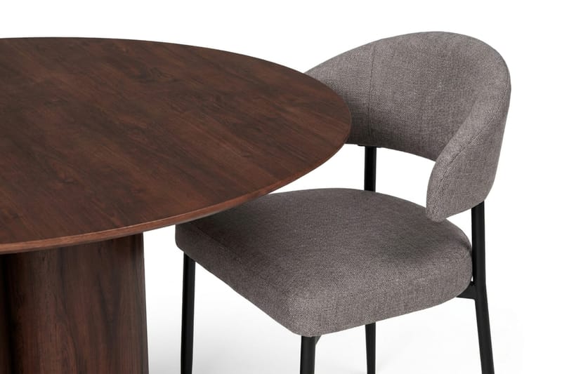 Juno Matgrupp runt 130 cm Valnöt med 6 Sawako Matstolar - Valnöt - Products - Möbler - Bord & matgrupp - Matgrupp